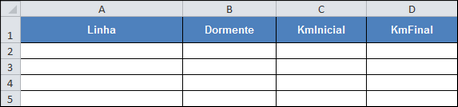 Estrutura da planilha dormente