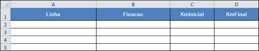 Estrutura da planilha Fixação